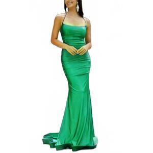 NEW ATRIA cowl neck jersey gown in jade green
